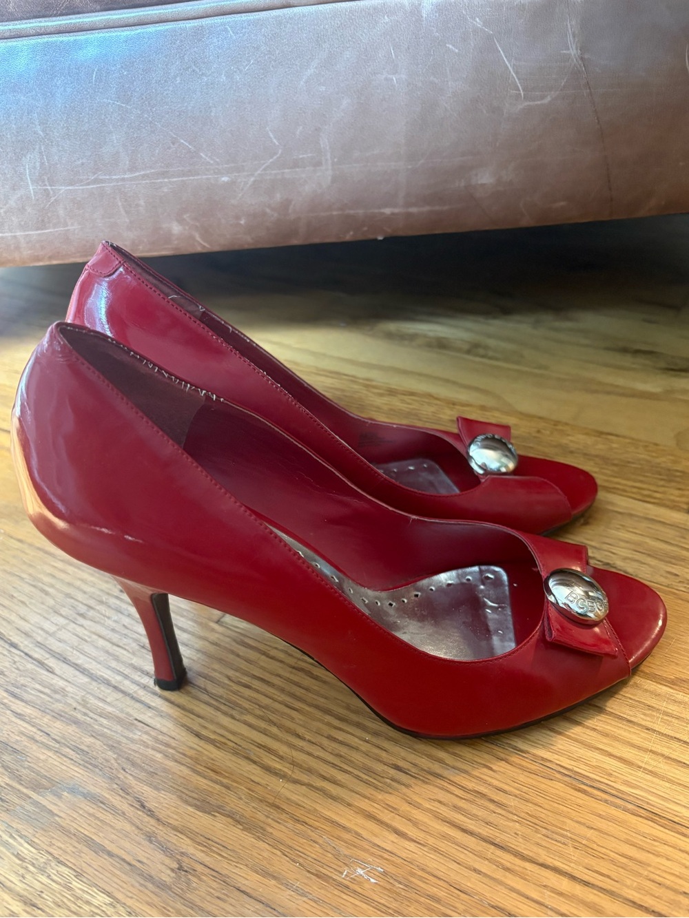 **3 for $20!!** BCBGirls Red Patent Open Toe Peep Toe High Heels 9.5